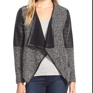 Love token tweed jacket with leather details